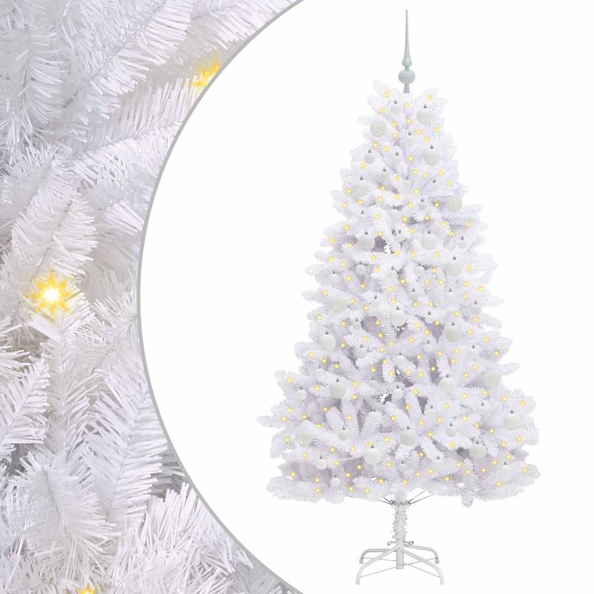 Vidaxx sapin de Noël artificiel pliant blanc 180 cm PVC et acier