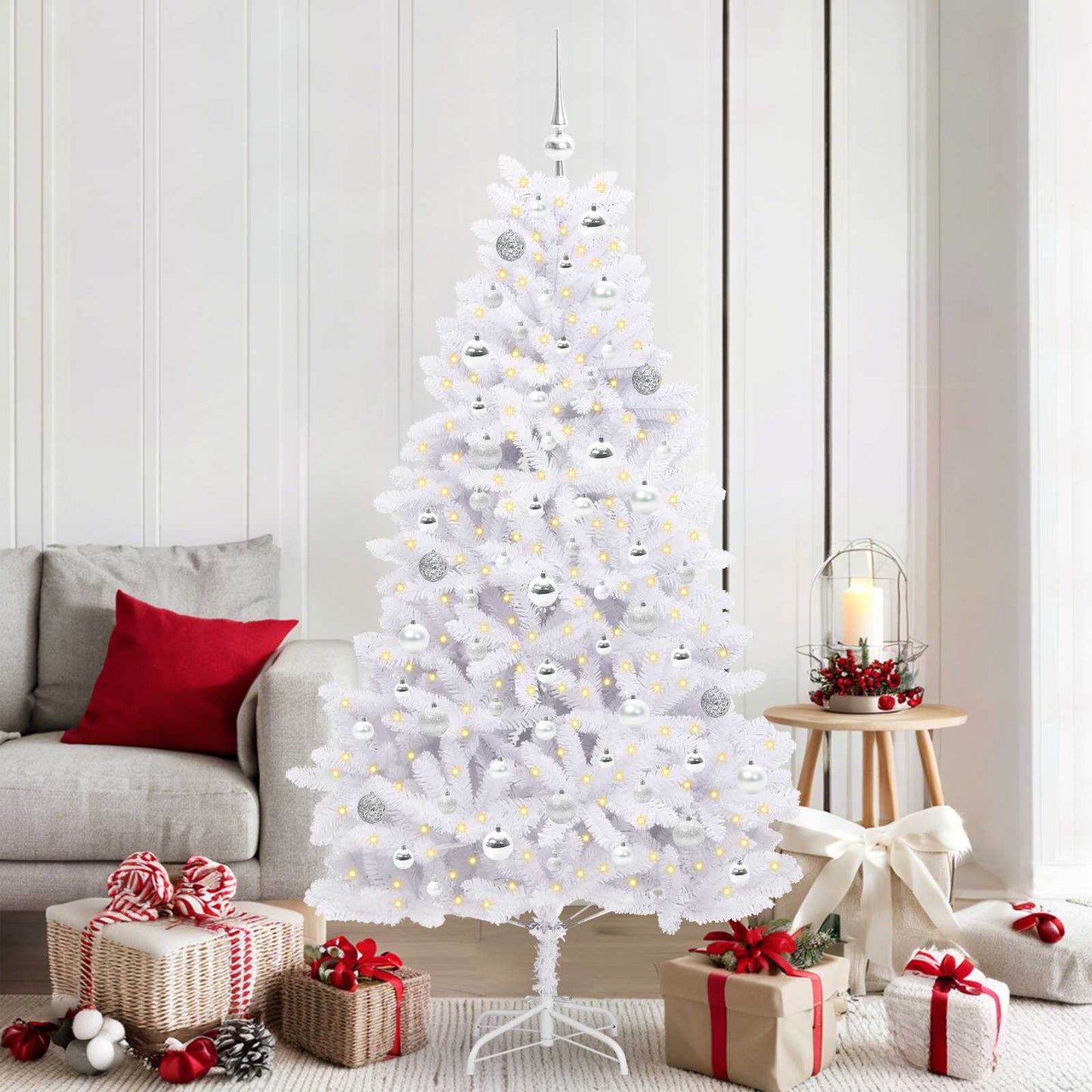 Vidaxx sapin de Noël artificiel pliant blanc 180 cm PVC et acier