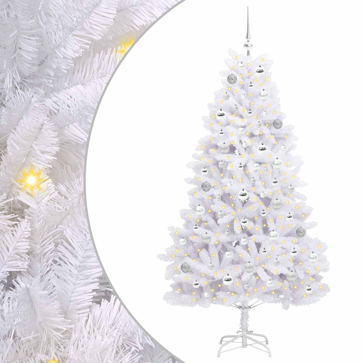Vidaxx sapin de Noël artificiel pliant blanc 180 cm PVC et acier