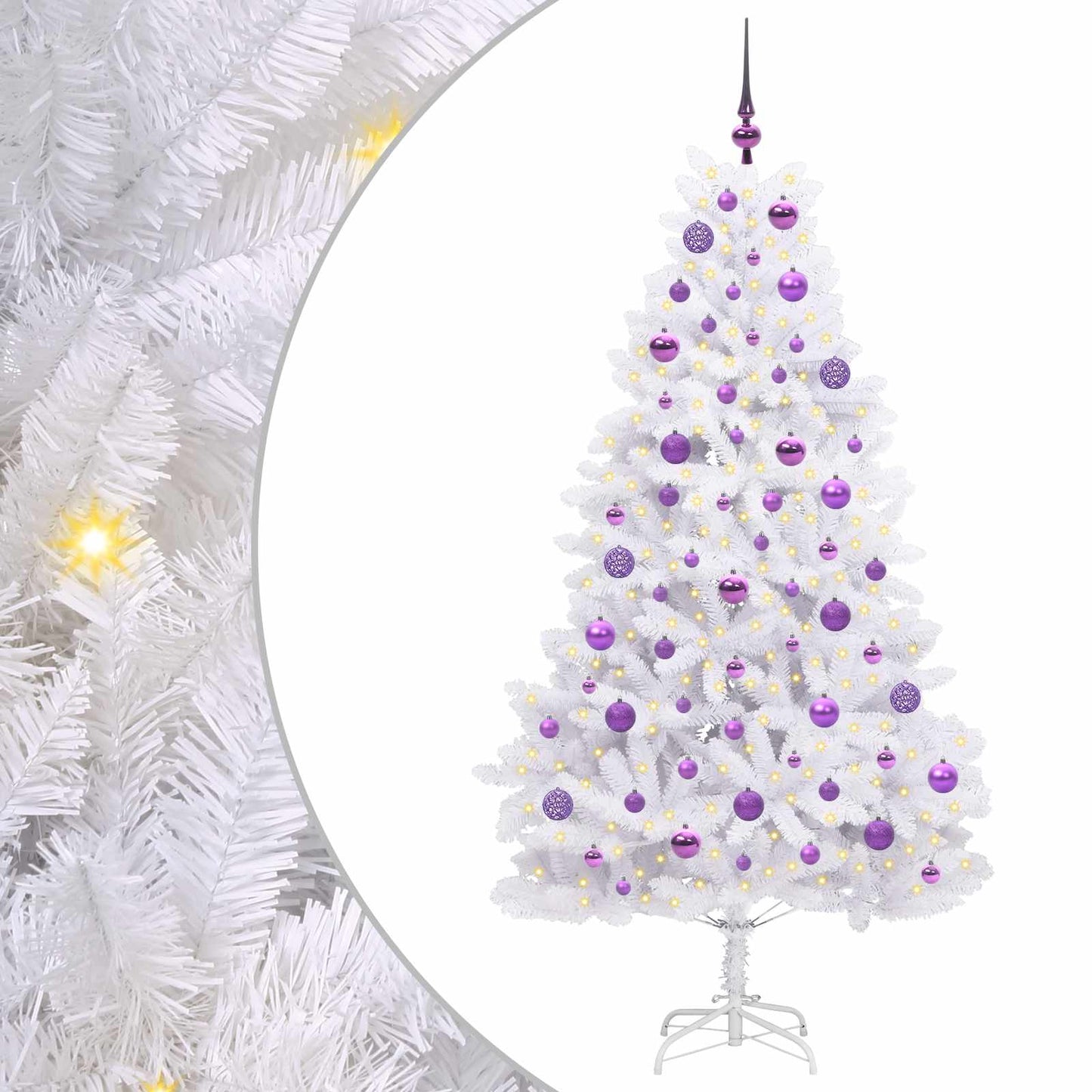 Vidaxx sapin de Noël artificiel pliant blanc 180 cm PVC et acier