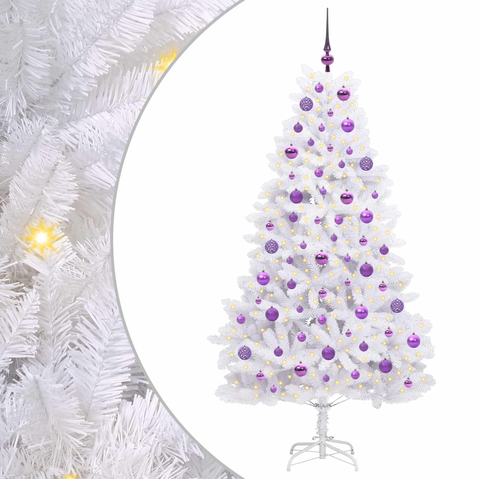 Vidaxx sapin de Noël artificiel pliant blanc 180 cm PVC et acier