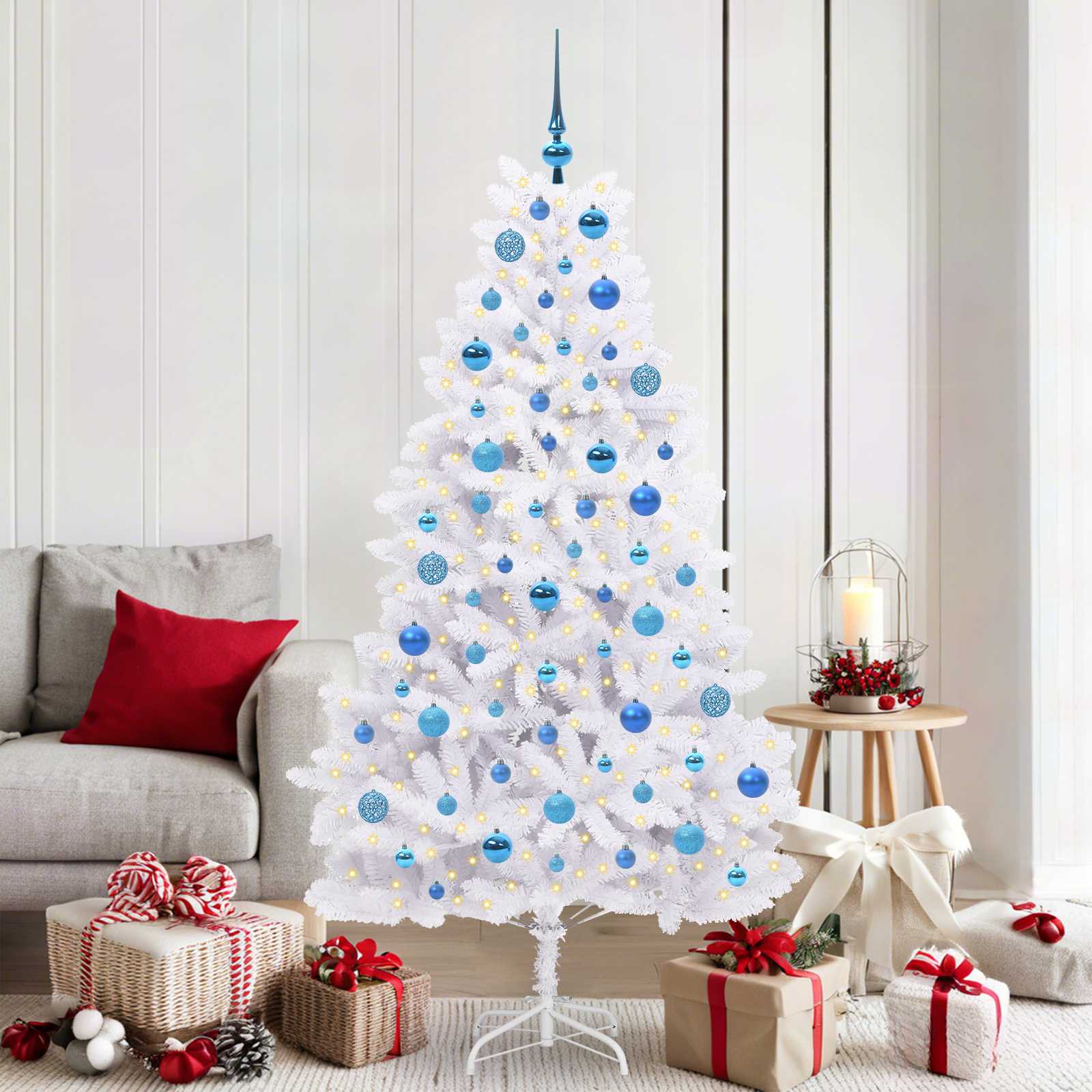 Vidaxx sapin de Noël artificiel pliant blanc 180 cm PVC et acier