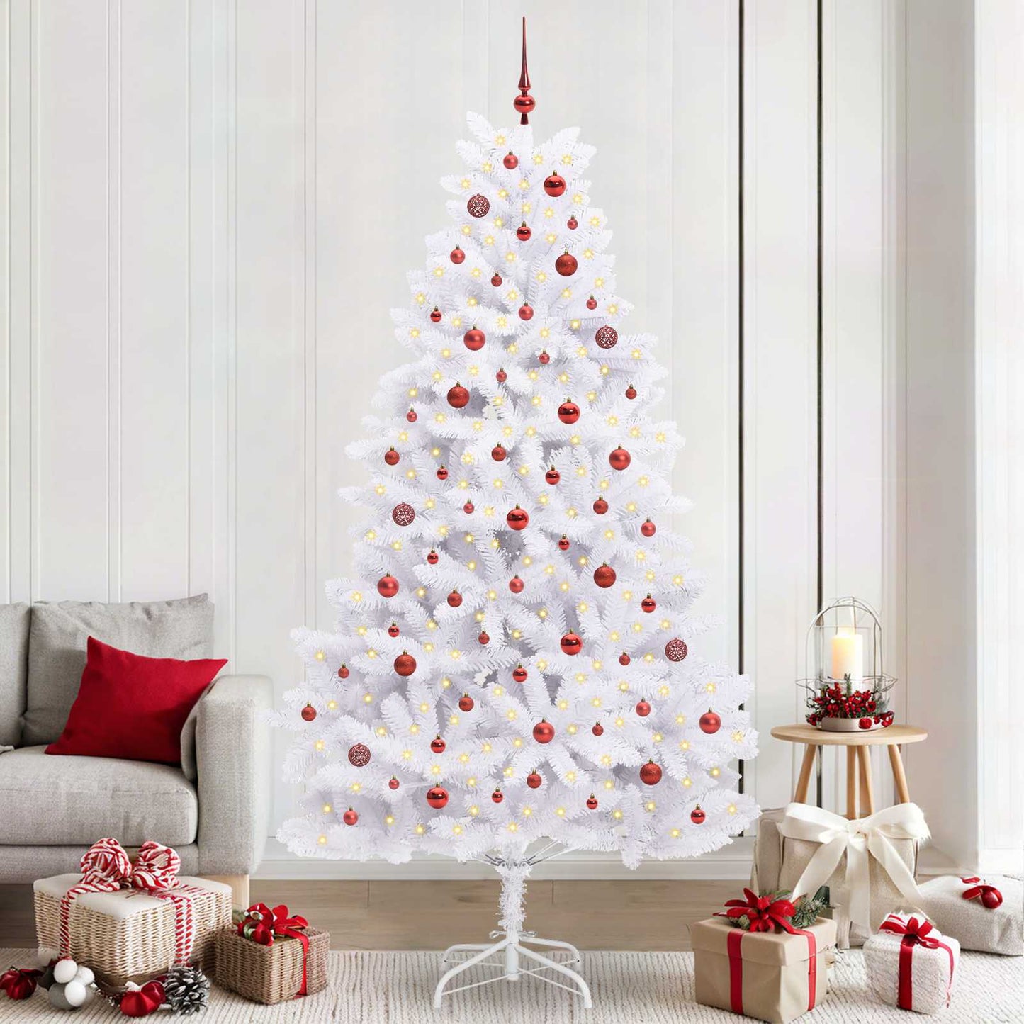 Vidaxx sapin de Noël artificiel pliant blanc 240 cm PVC et acier