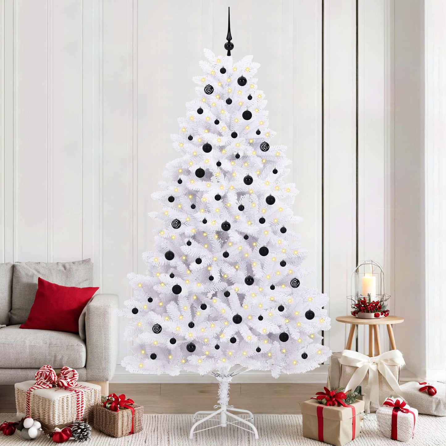Vidaxx sapin de Noël artificiel pliant blanc 240 cm PVC et acier