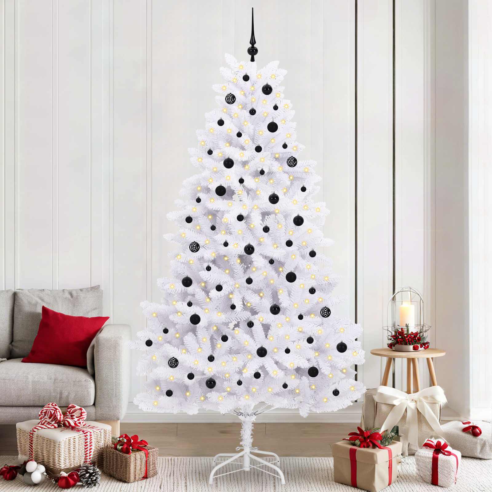 Vidaxx sapin de Noël artificiel pliant blanc 240 cm PVC et acier