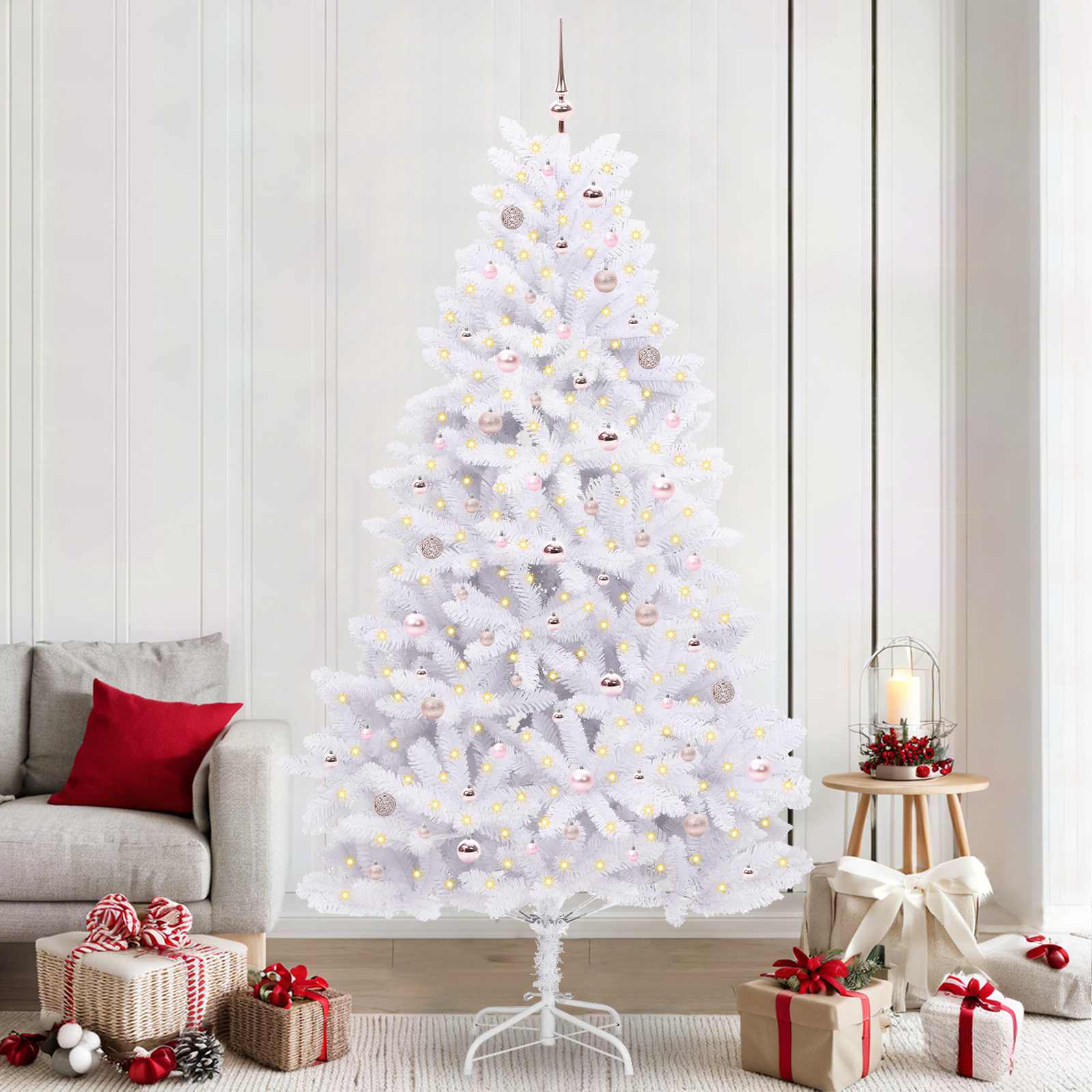 Vidaxx sapin de Noël artificiel pliant blanc 240 cm PVC et acier