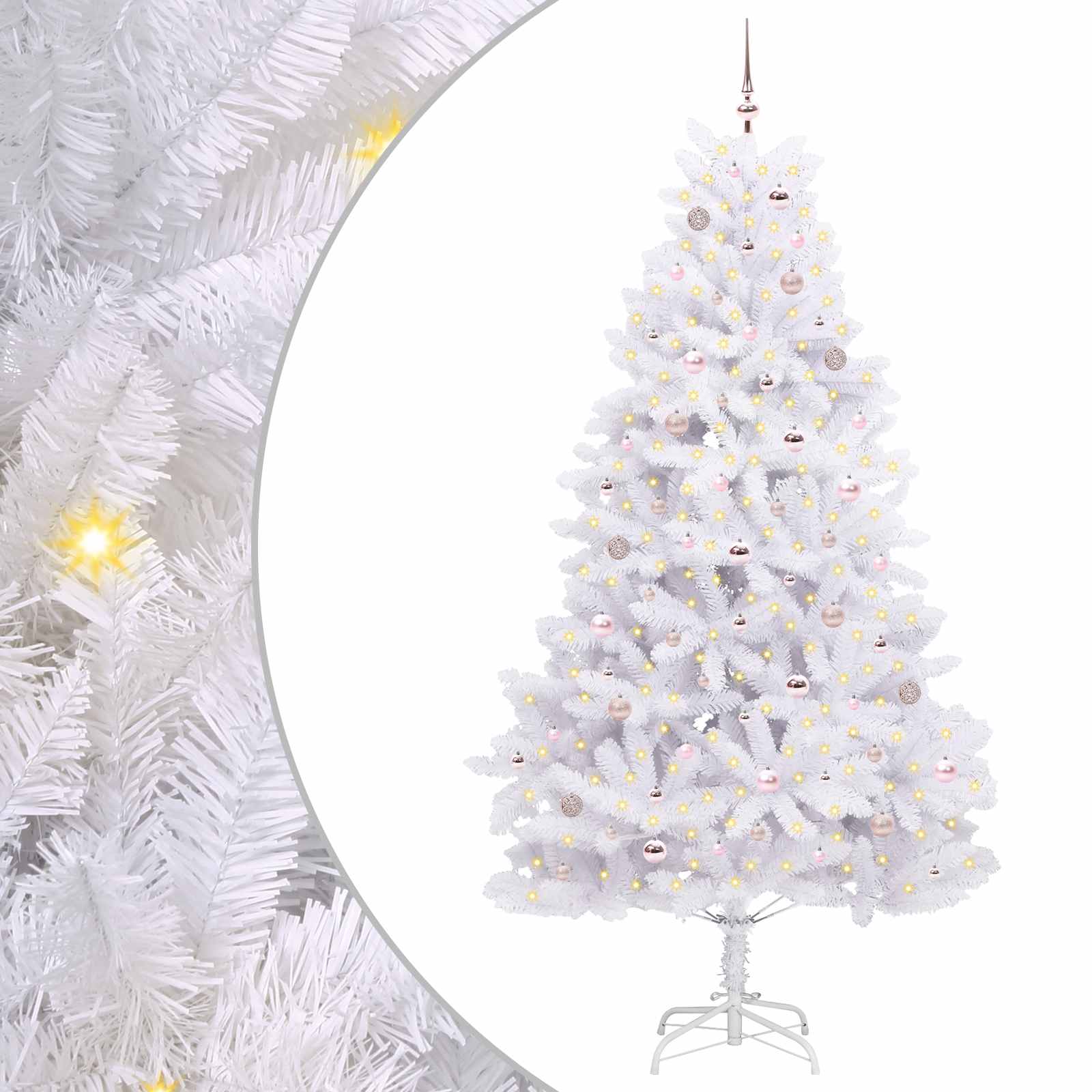 Vidaxx sapin de Noël artificiel pliant blanc 240 cm PVC et acier