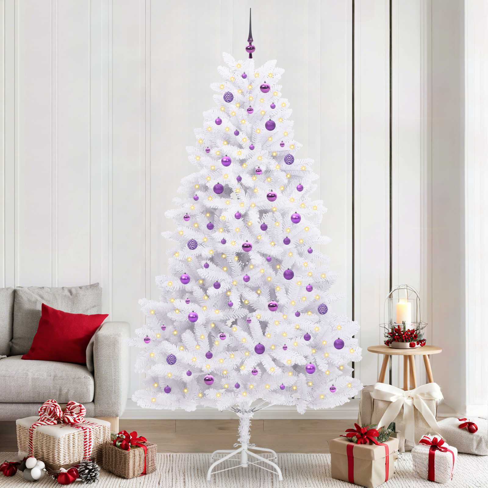 Vidaxx sapin de Noël artificiel pliant blanc 240 cm PVC et acier