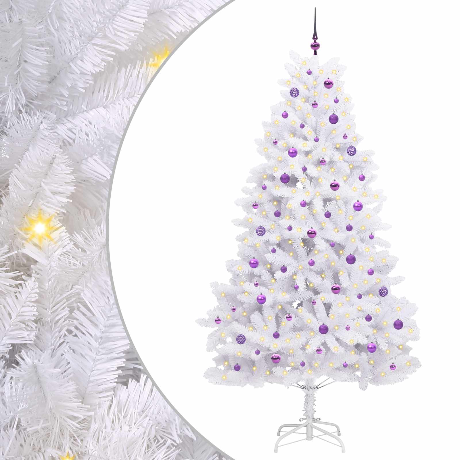 Vidaxx sapin de Noël artificiel pliant blanc 240 cm PVC et acier
