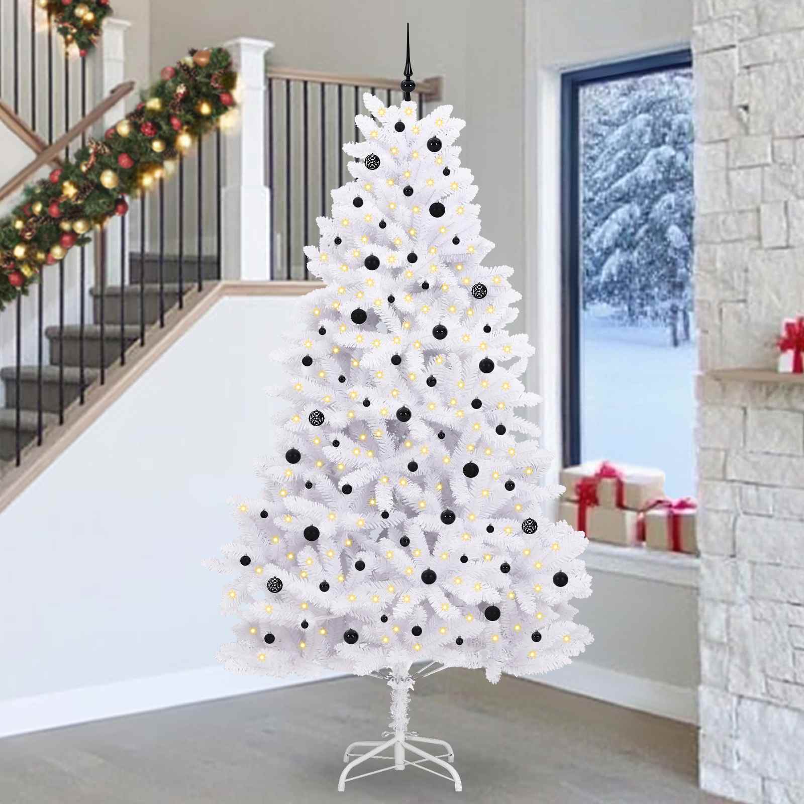 Vidaxx sapin de Noël artificiel pliant blanc 270 cm PVC et acier