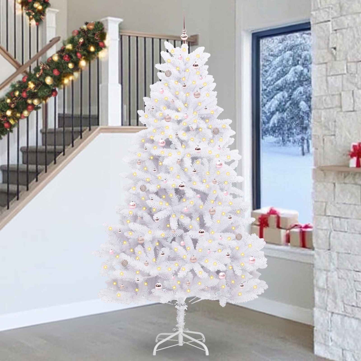 Vidaxx sapin de Noël artificiel pliant blanc 270 cm PVC et acier