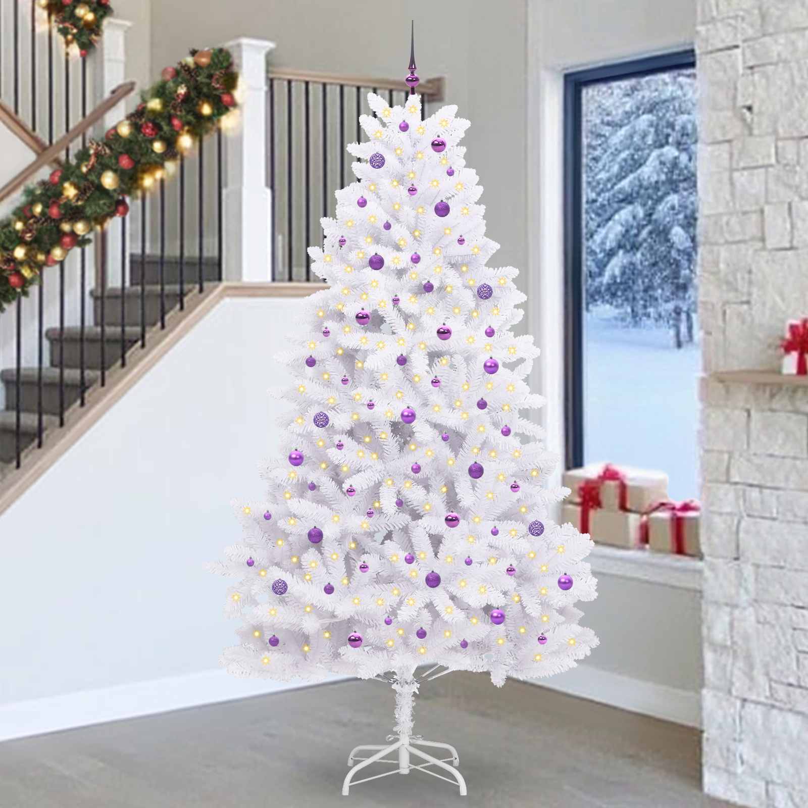 Vidaxx sapin de Noël artificiel pliant blanc 270 cm PVC et acier