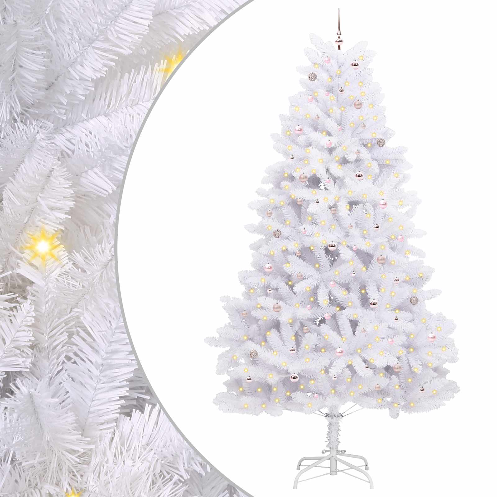 Vidaxx sapin de Noël artificiel pliant blanc 300 cm PVC et acier