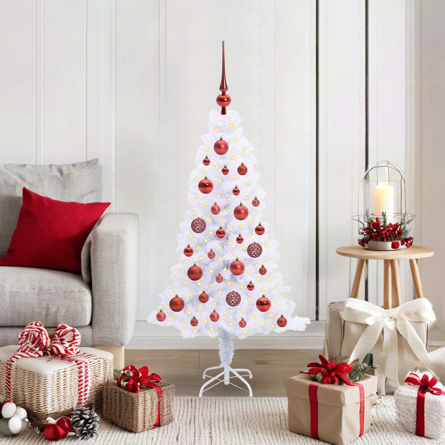 Vidaxx sapin de Noël artificiel avec 150 LED blanc 120 cm PVC et acier