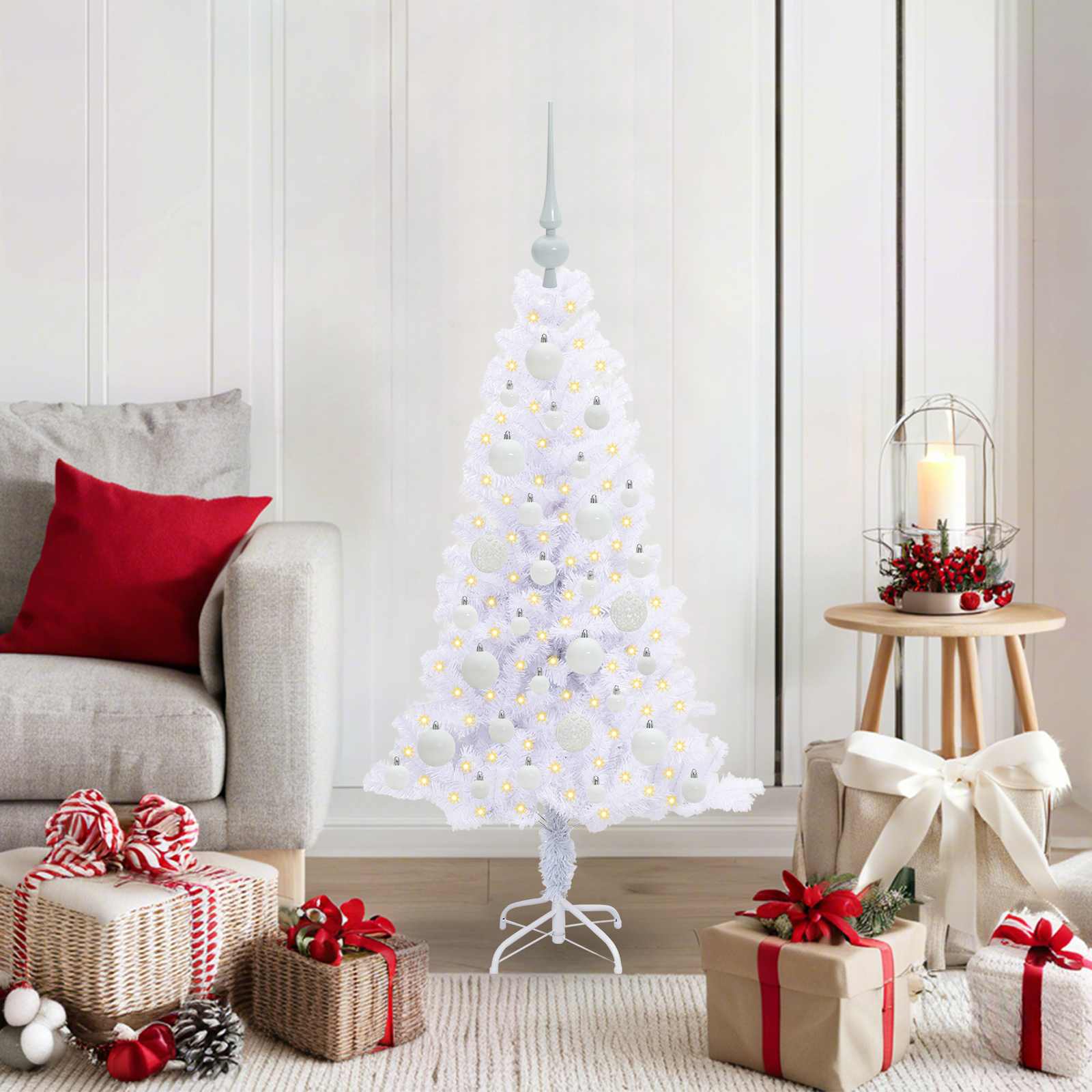 Vidaxx sapin de Noël artificiel avec 150 LED blanc 120 cm PVC et acier