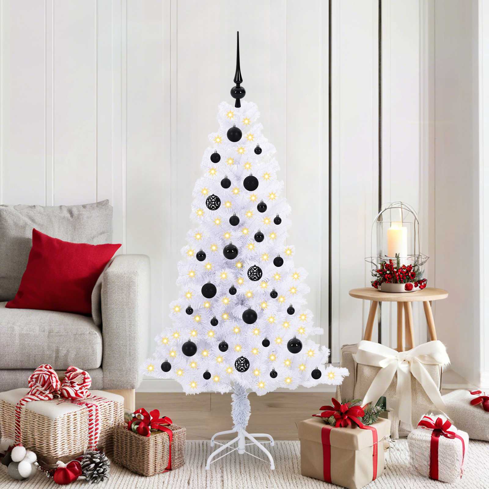 Vidaxx sapin de Noël artificiel avec 150 LED blanc 150 cm PVC et acier