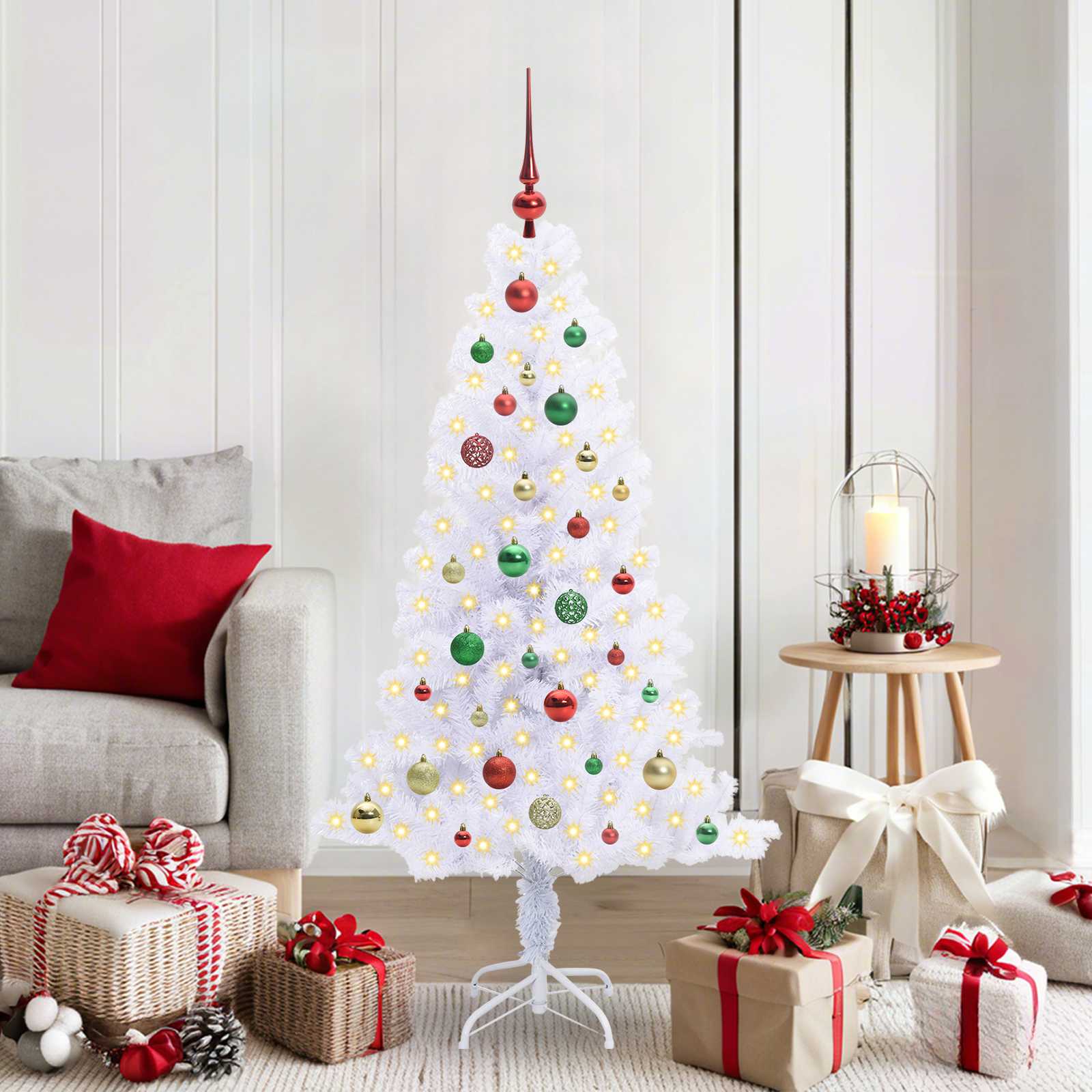 Vidaxx sapin de Noël artificiel avec 150 LED blanc 150 cm PVC et acier