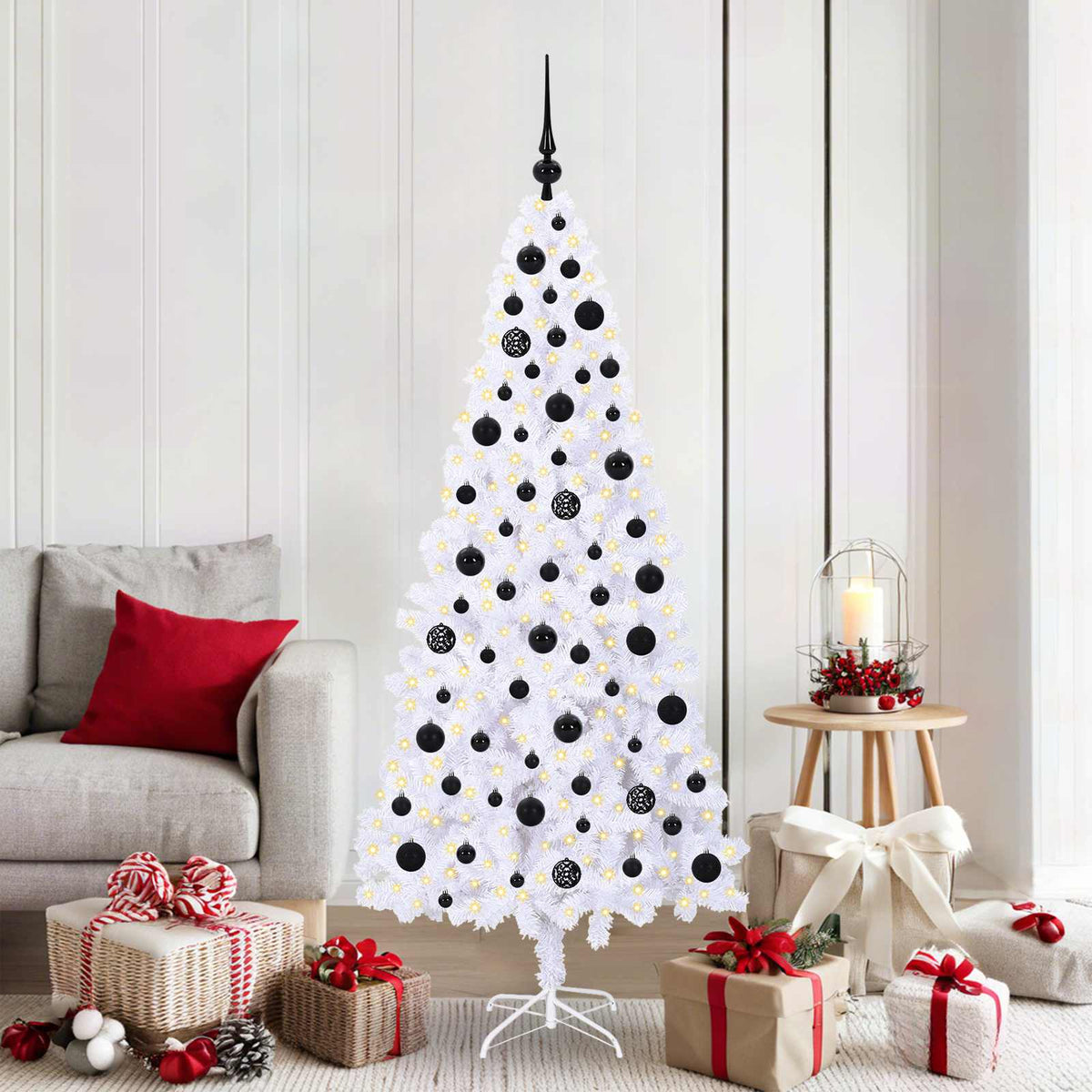 Vidaxx sapin de Noël artificiel avec 300 LED blanc 180 cm PVC et acier