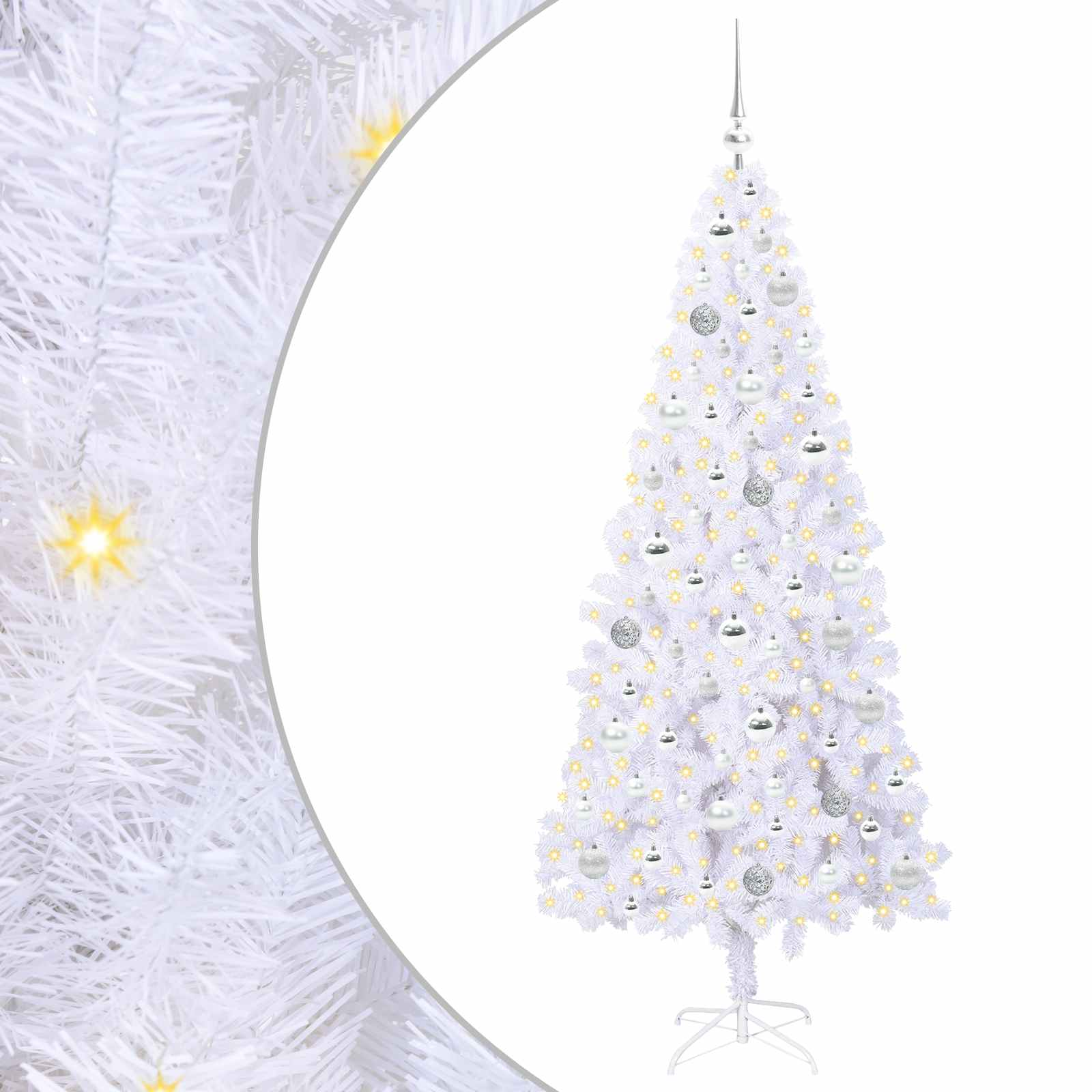 Vidaxx sapin de Noël artificiel avec 300 LED blanc 180 cm PVC et acier
