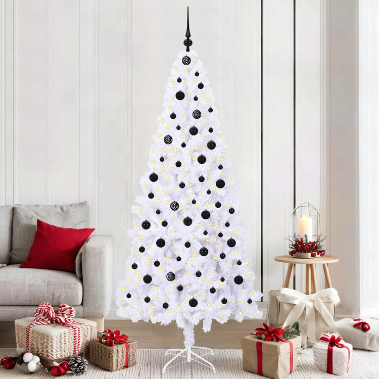 Vidaxx sapin de Noël artificiel avec 300 LED blanc 210 cm PVC et acier