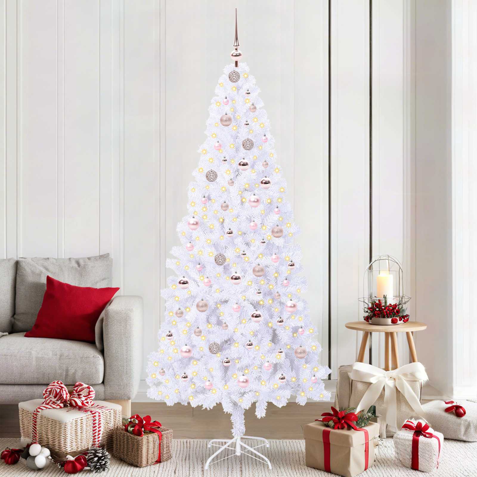 Vidaxx sapin de Noël artificiel avec 300 LED blanc 210 cm PVC et acier