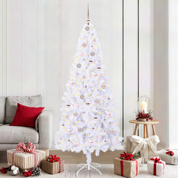 Vidaxx sapin de Noël artificiel avec 300 LED blanc 210 cm PVC et acier