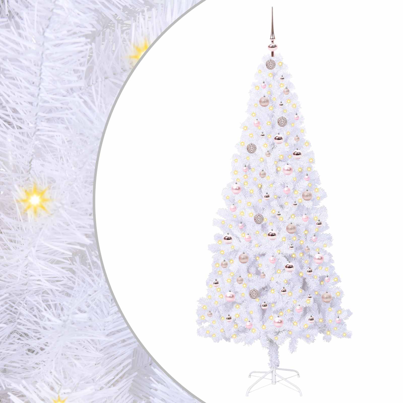 Vidaxx sapin de Noël artificiel avec 300 LED blanc 210 cm PVC et acier