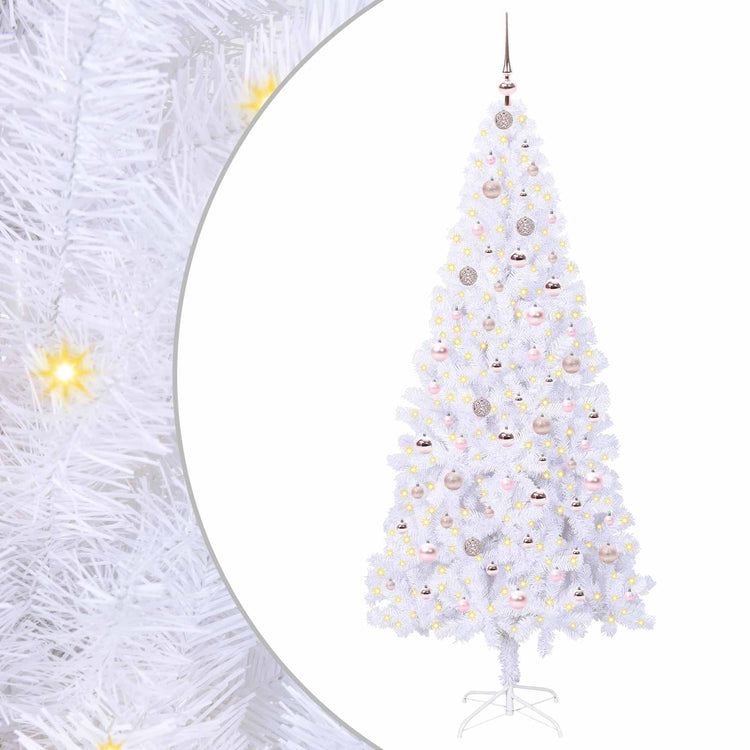 Vidaxx sapin de Noël artificiel avec 300 LED blanc 210 cm PVC et acier