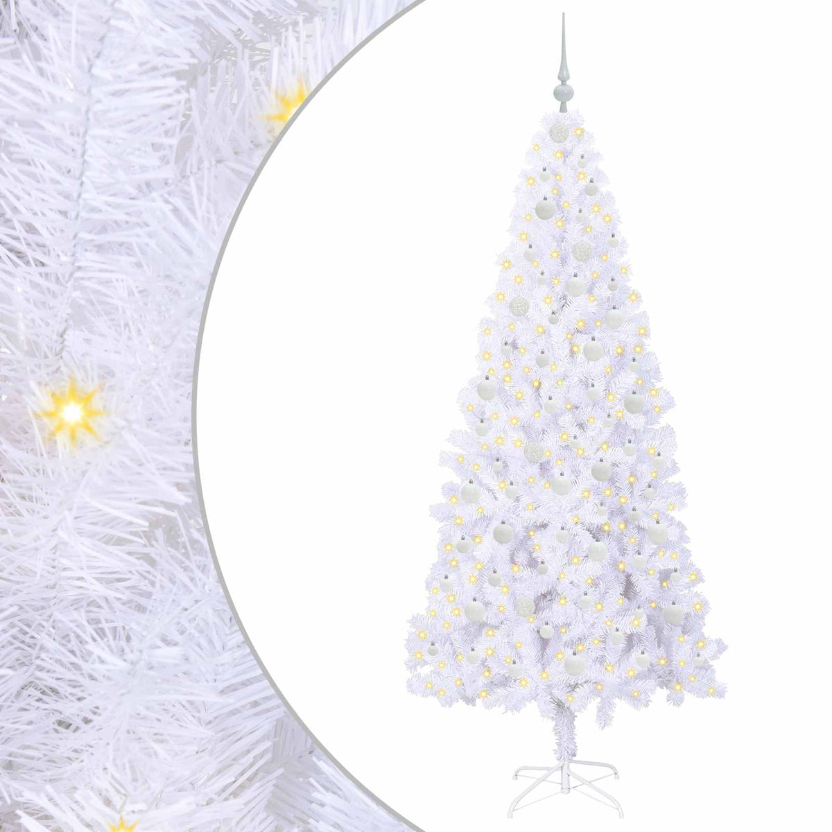 Vidaxx sapin de Noël artificiel avec 300 LED blanc 210 cm PVC et acier