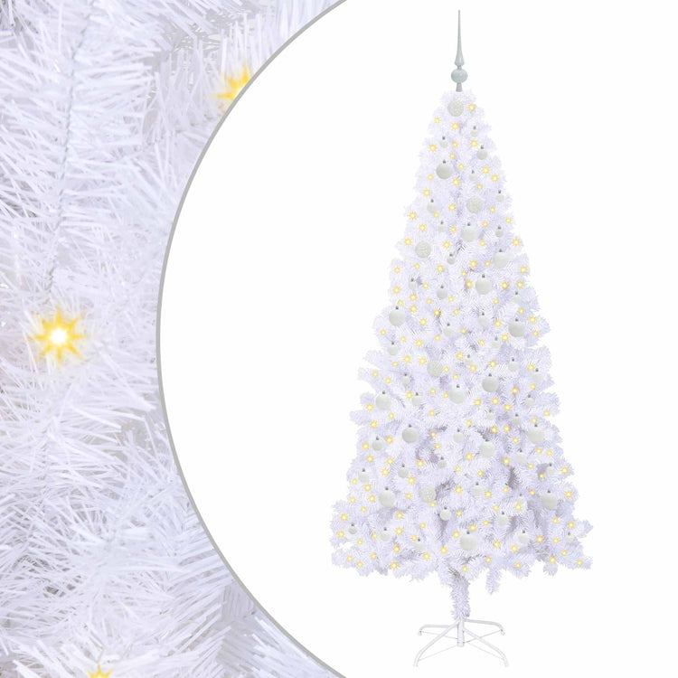 Vidaxx sapin de Noël artificiel avec 300 LED blanc 210 cm PVC et acier