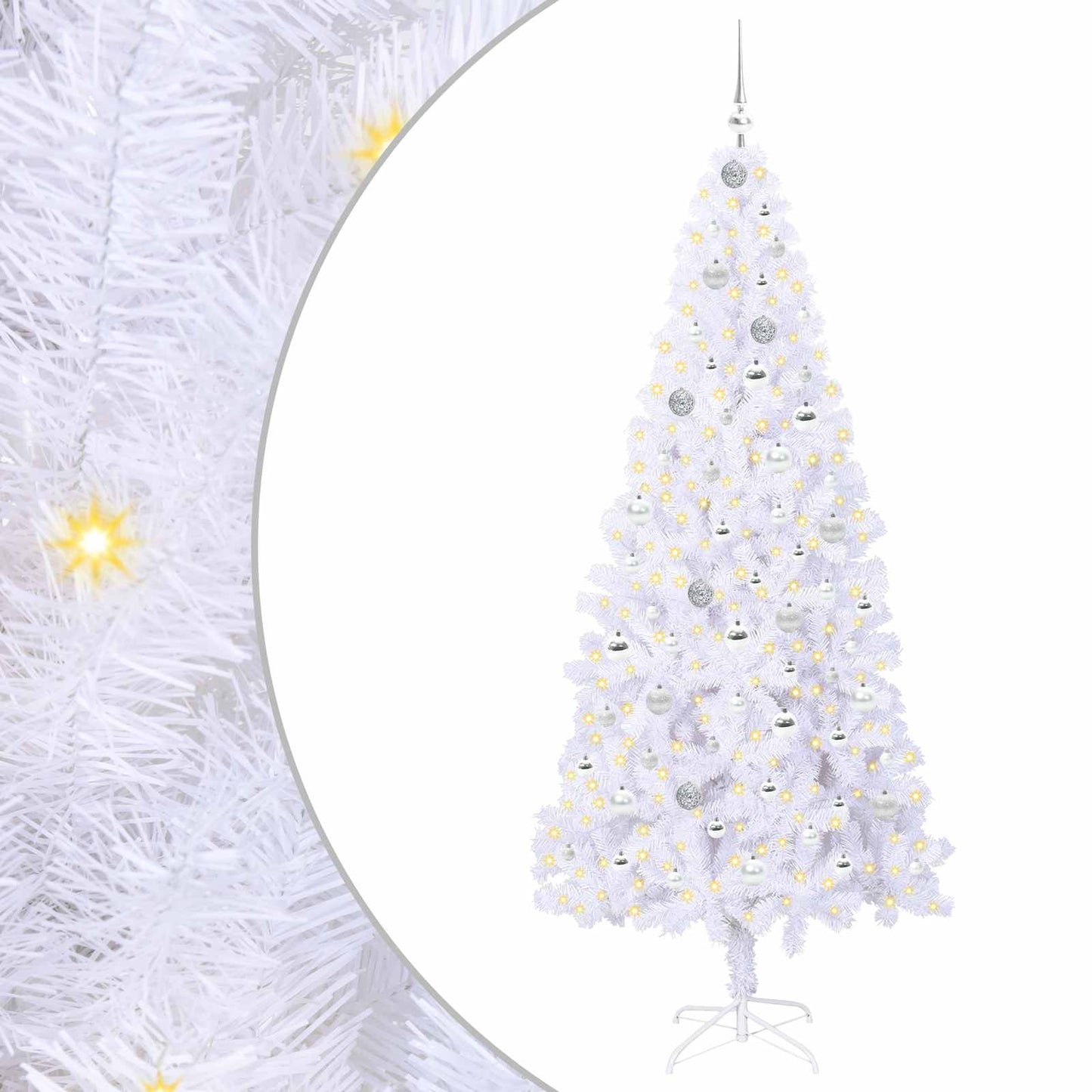 Vidaxx sapin de Noël artificiel avec 300 LED blanc 210 cm PVC et acier