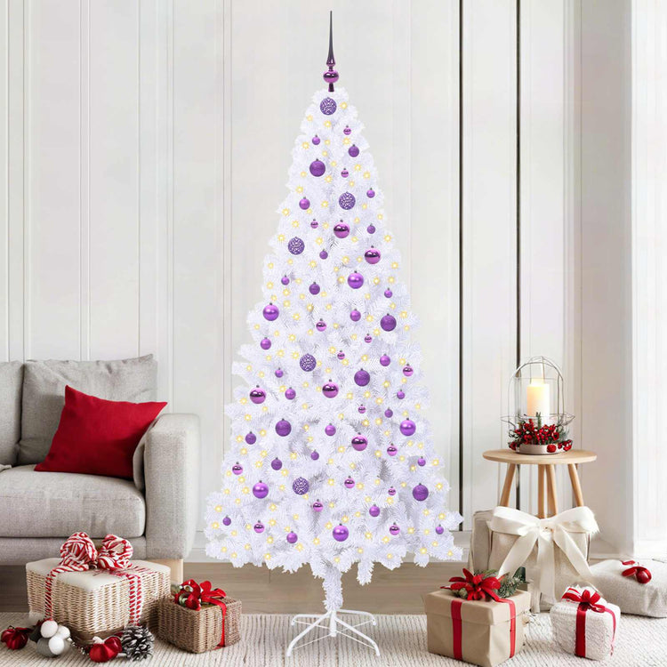 Vidaxx sapin de Noël artificiel avec 300 LED blanc 210 cm PVC et acier