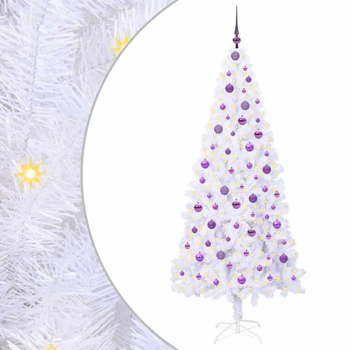Vidaxx sapin de Noël artificiel avec 300 LED blanc 210 cm PVC et acier