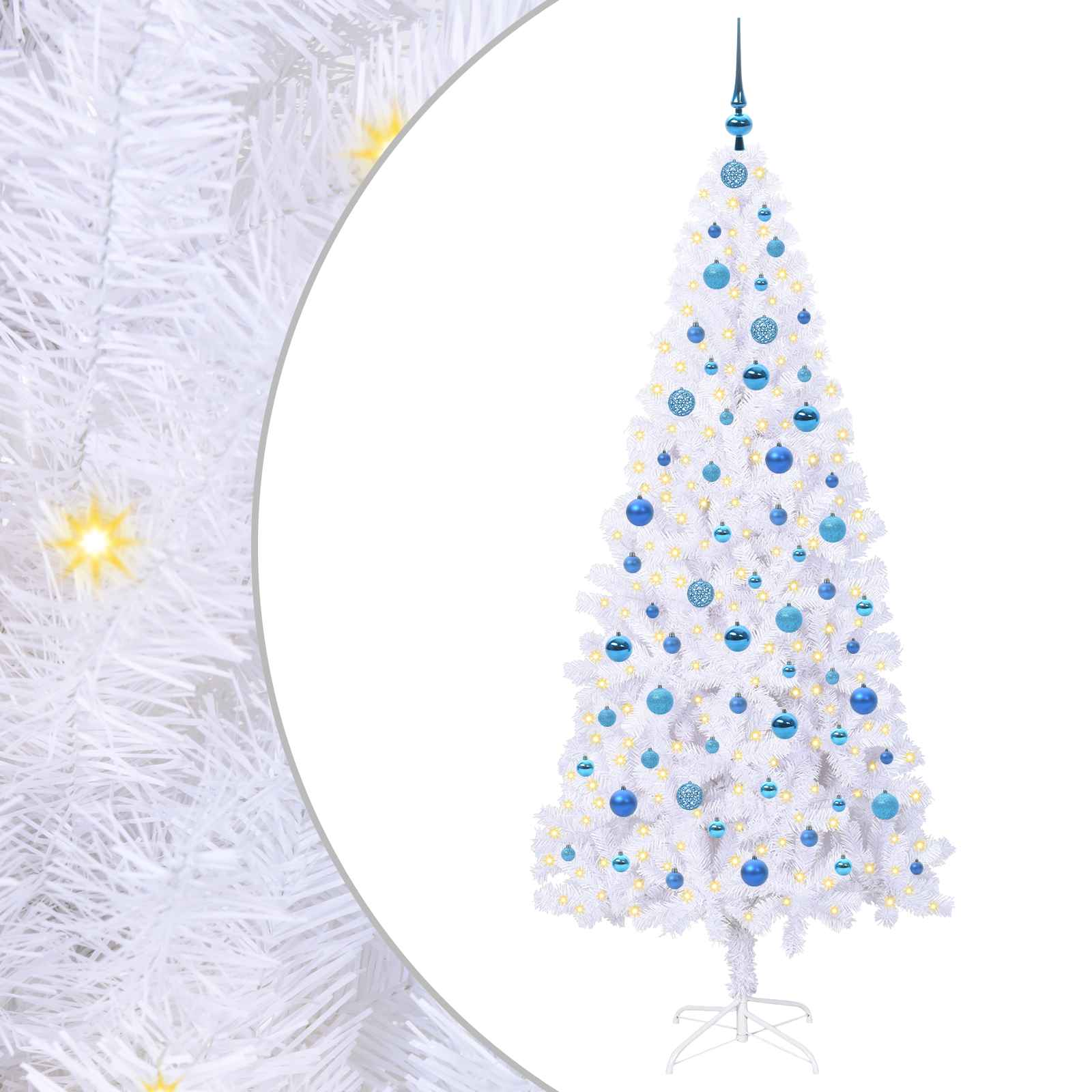 Vidaxx sapin de Noël artificiel avec 300 LED blanc 210 cm PVC et acier