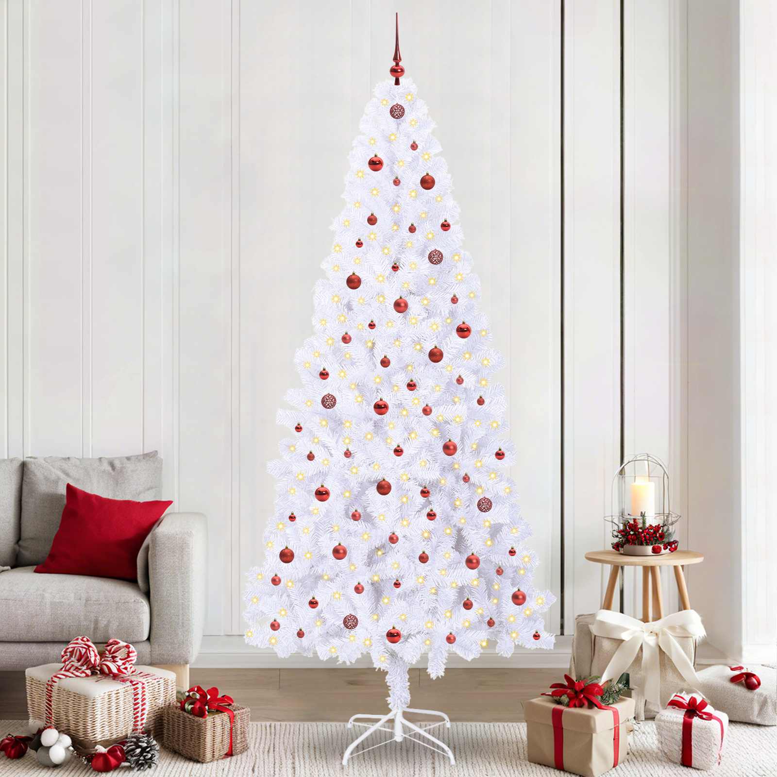 Vidaxx sapin de Noël artificiel avec 300 LED blanc 240 cm PVC et acier