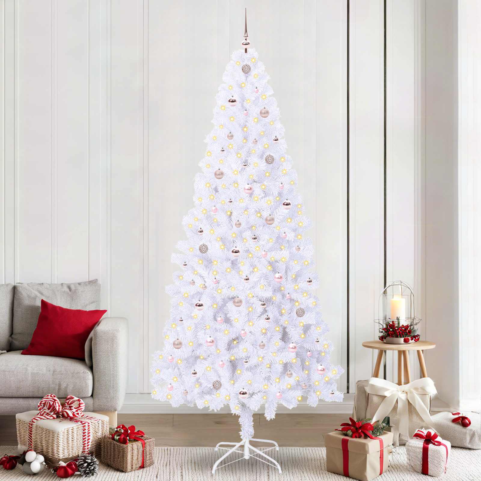 Vidaxx sapin de Noël artificiel avec 300 LED blanc 240 cm PVC et acier