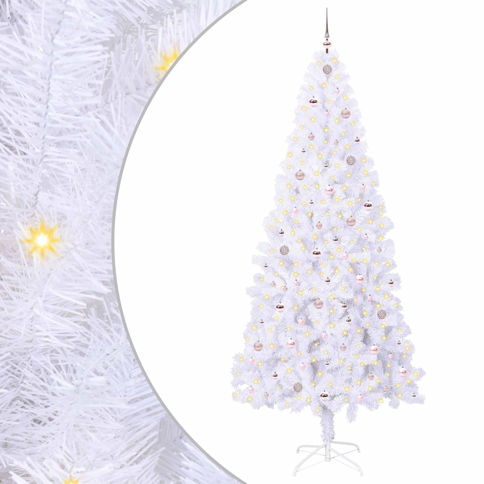 Vidaxx sapin de Noël artificiel avec 300 LED blanc 240 cm PVC et acier