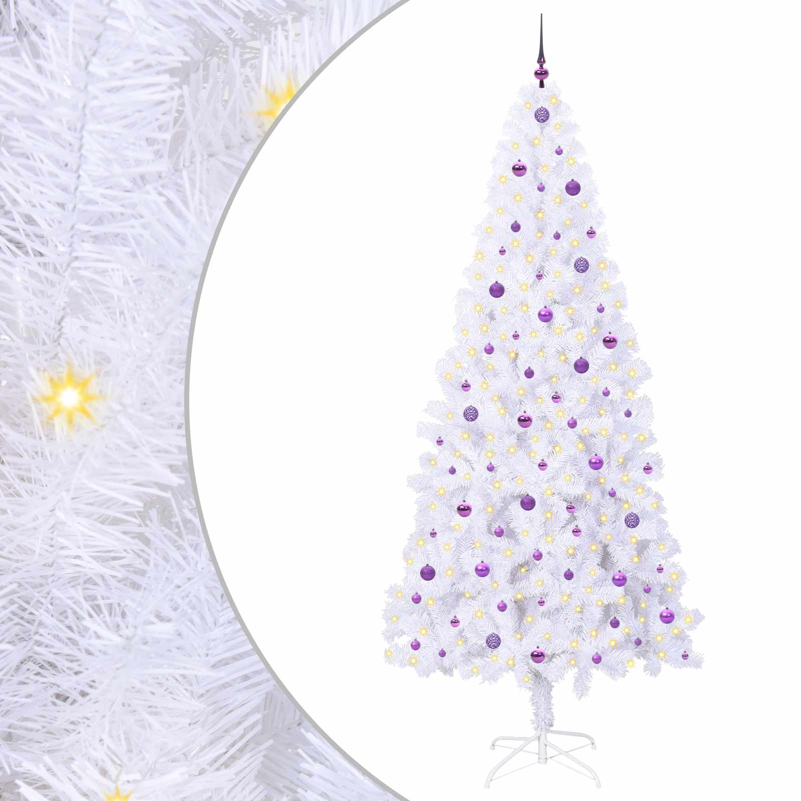 Vidaxx sapin de Noël artificiel avec 300 LED blanc 240 cm PVC et acier