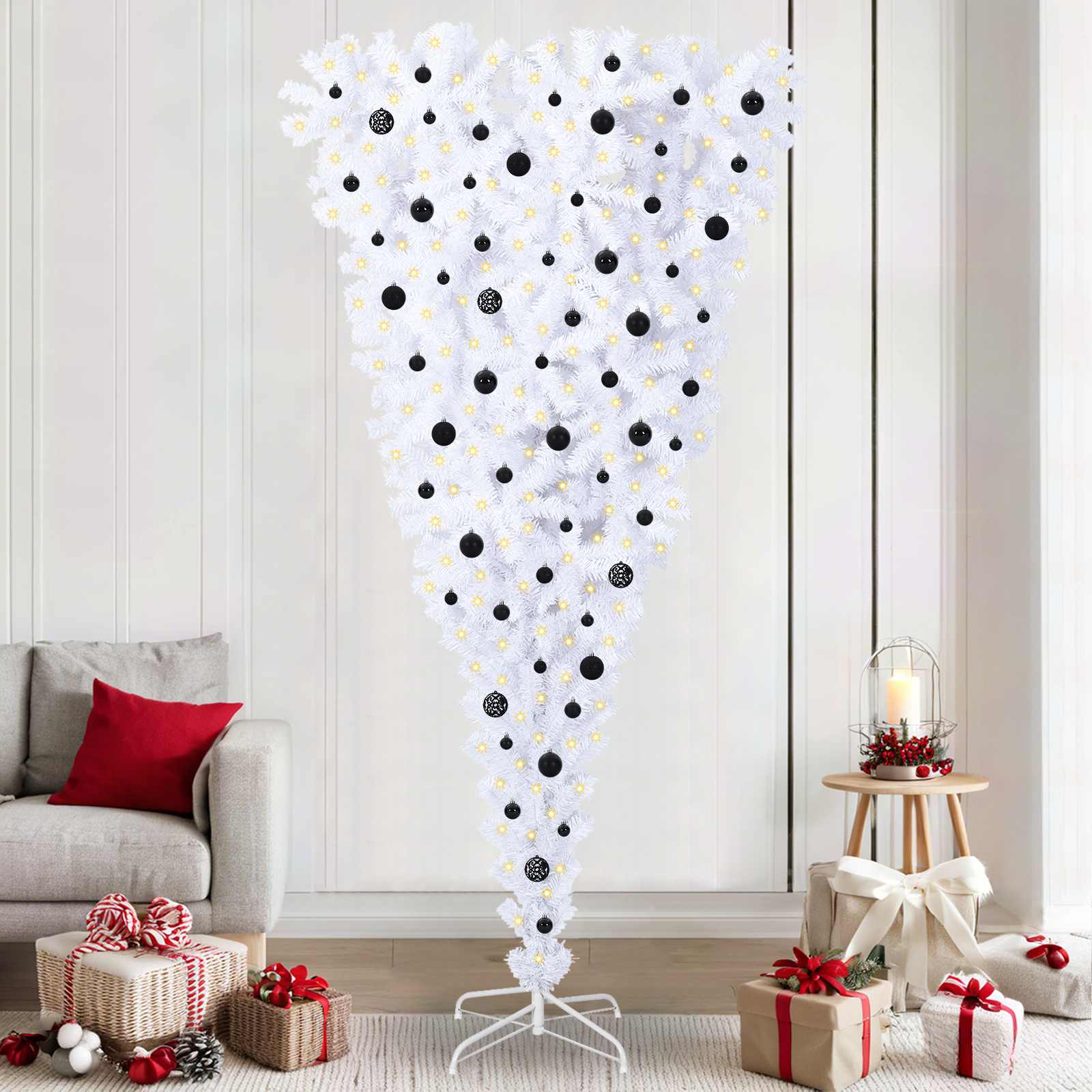 Vidaxx sapin de Noël artificiel avec 300 LED blanc 240 cm PVC et acier