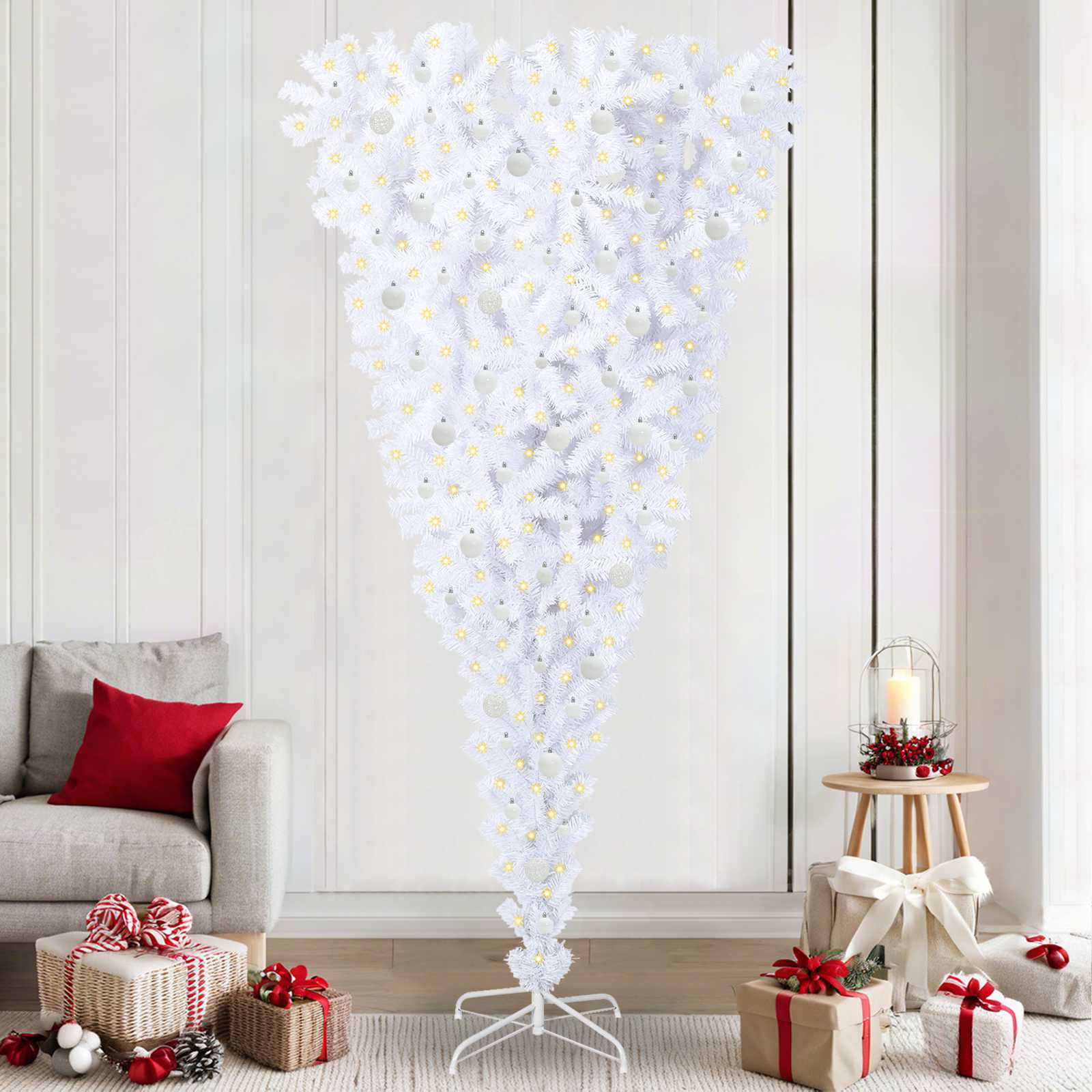 Vidaxx sapin de Noël artificiel avec 300 LED blanc 240 cm PVC et acier