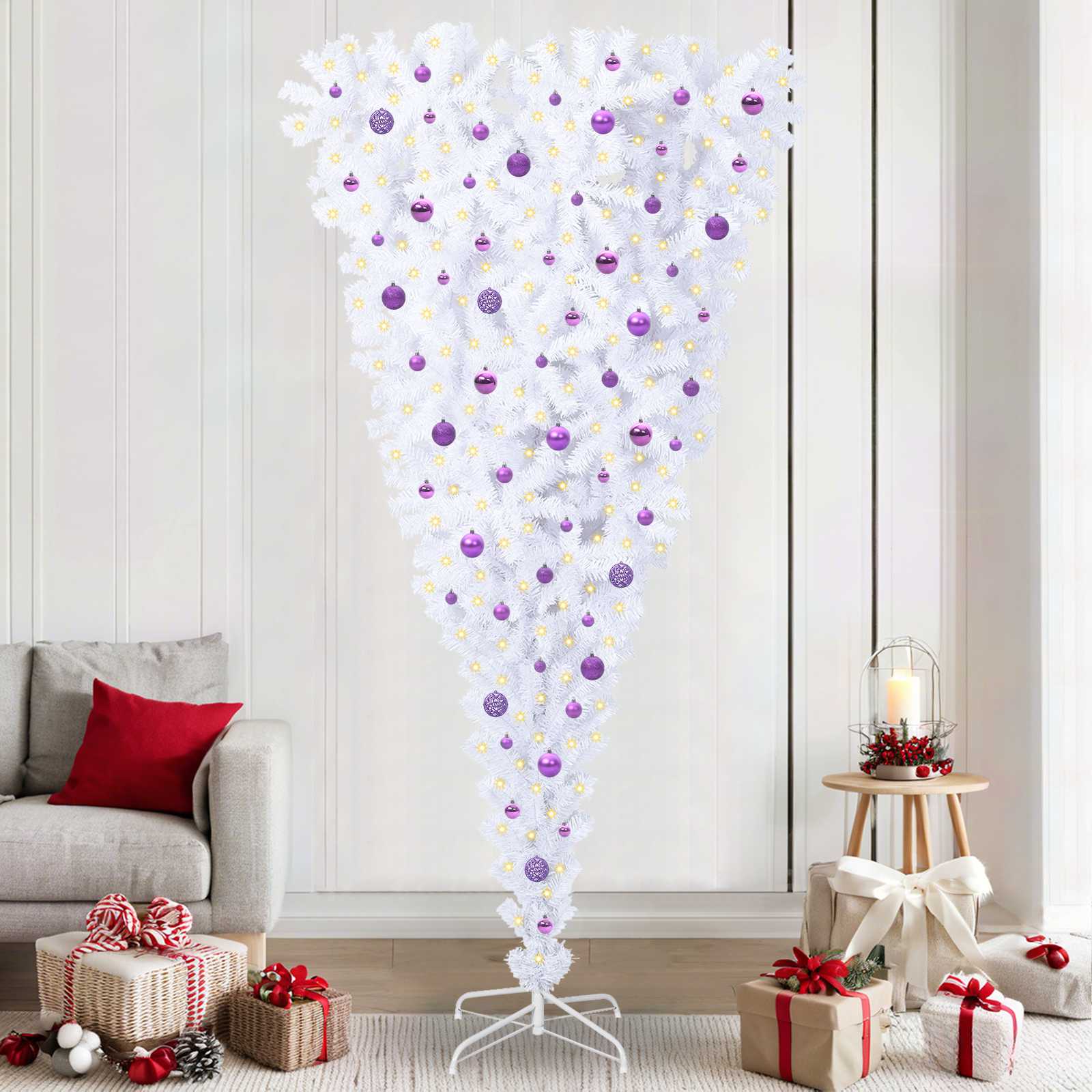 Vidaxx sapin de Noël artificiel avec 300 LED blanc 240 cm PVC et acier