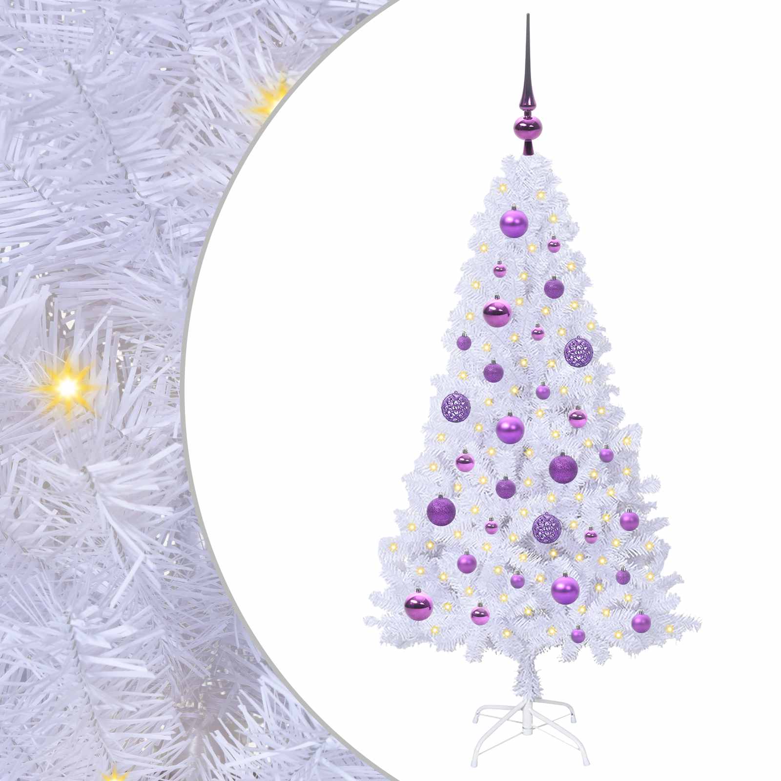 Vidaxx sapin de Noël artificiel avec 150 LED blanc 120 cm PVC et acier