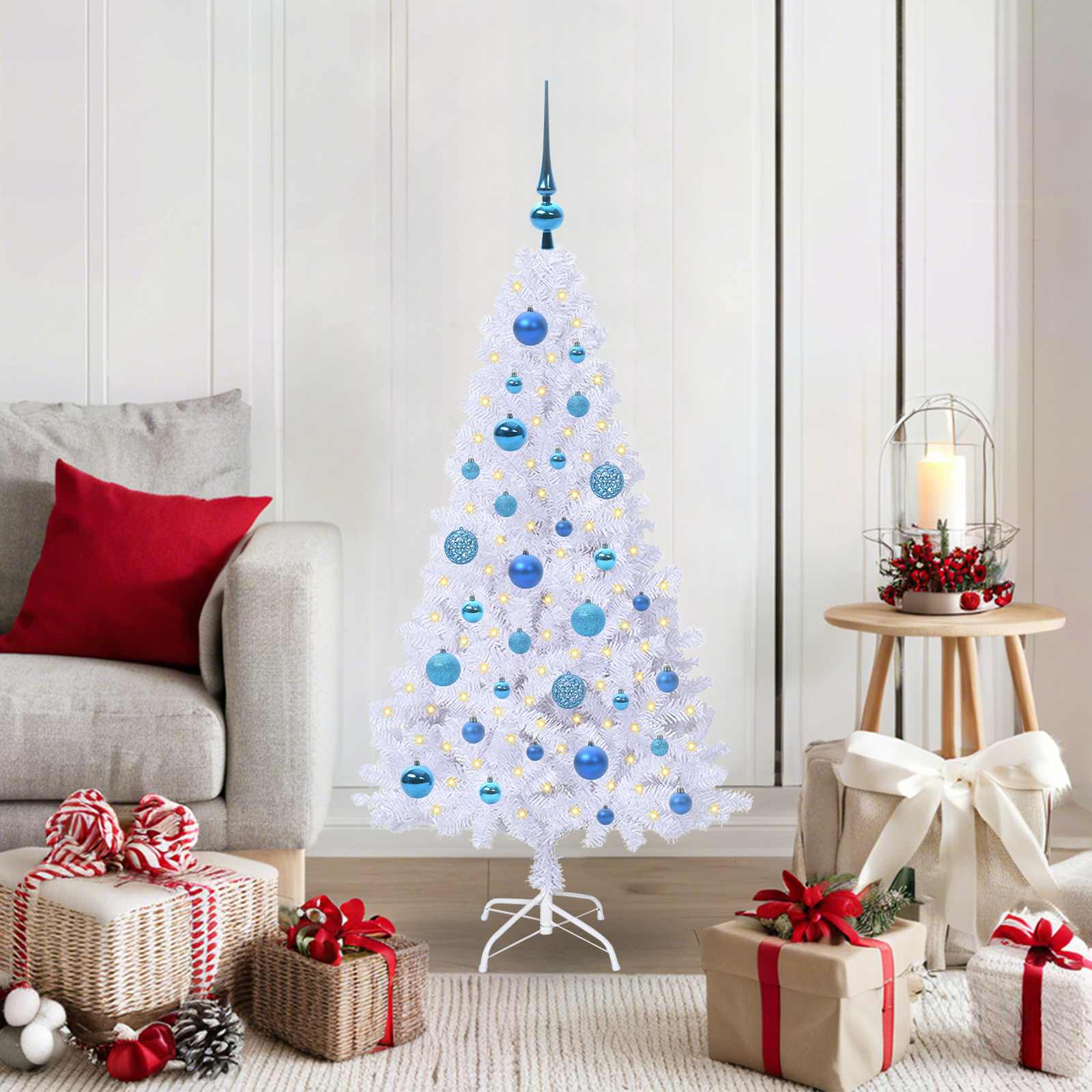 Vidaxx sapin de Noël artificiel avec 150 LED blanc 120 cm PVC et acier