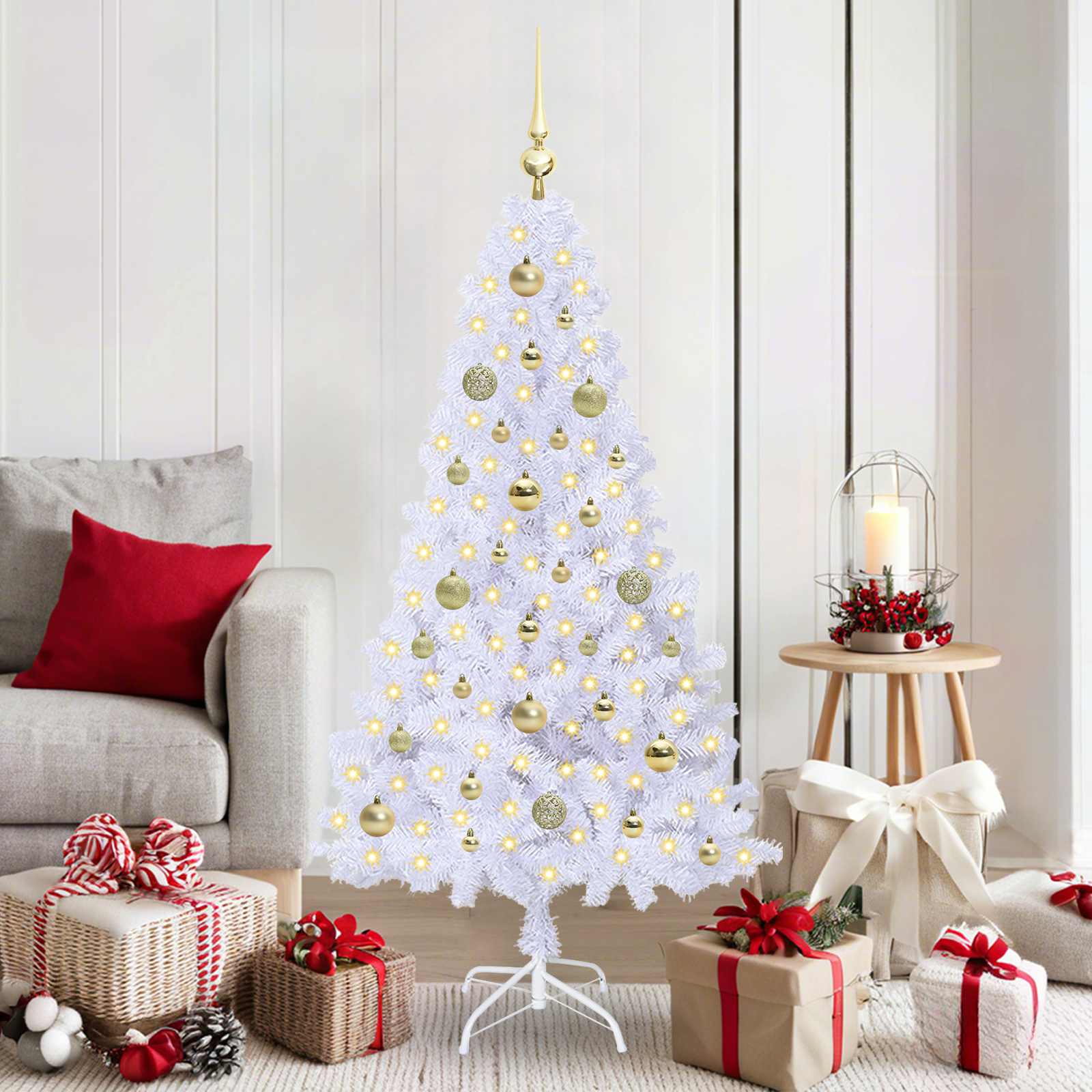 Vidaxx sapin de Noël artificiel avec 150 LED blanc 150 cm PVC et acier