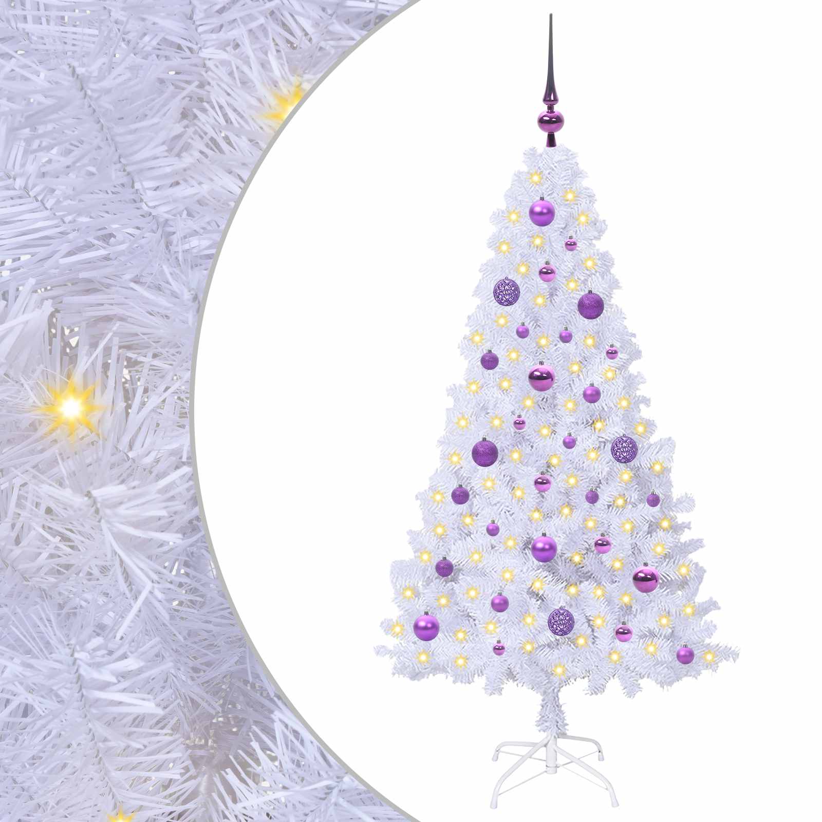 Vidaxx sapin de Noël artificiel avec 150 LED blanc 150 cm PVC et acier