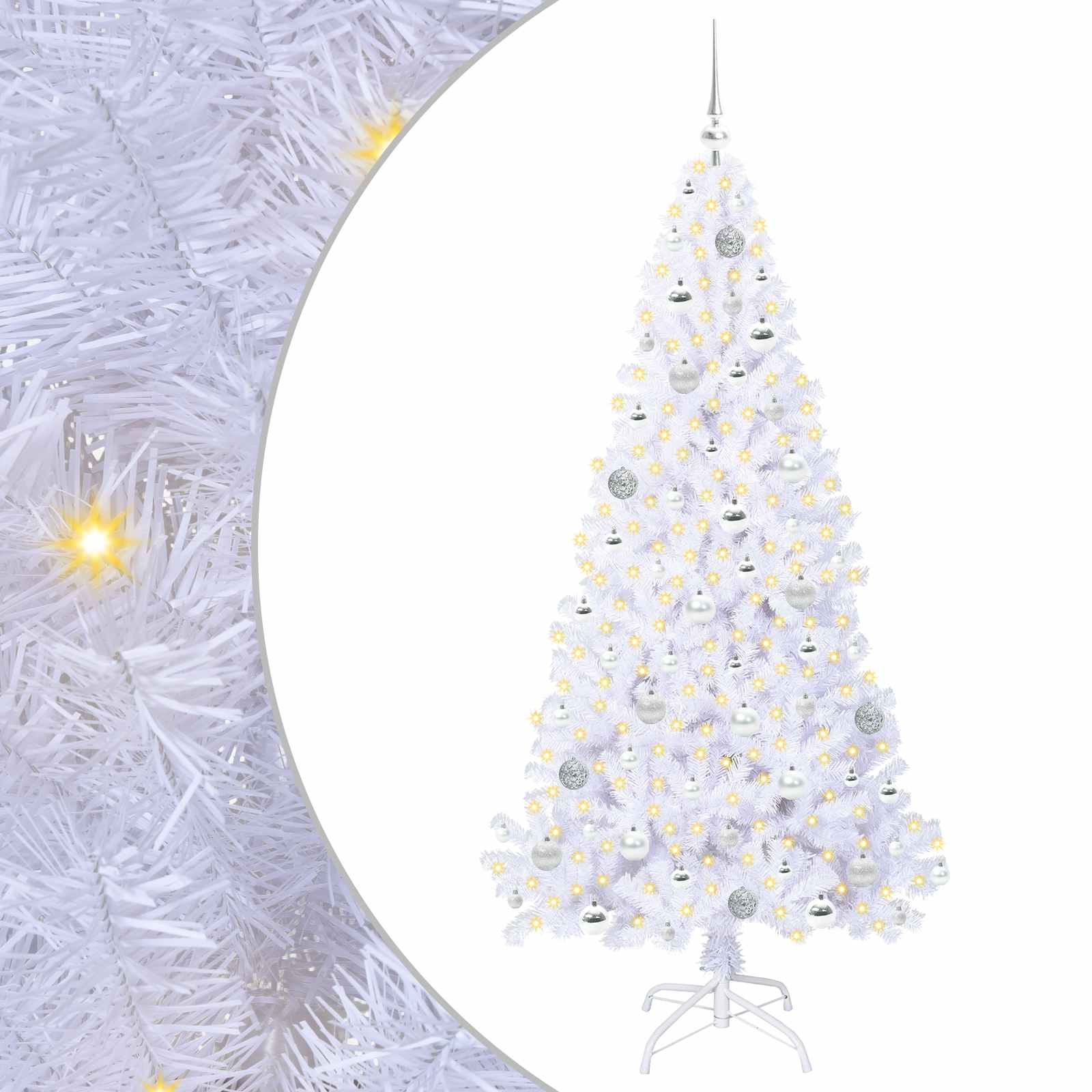 Vidaxx sapin de Noël artificiel avec 300 LED blanc 180 cm PVC et acier