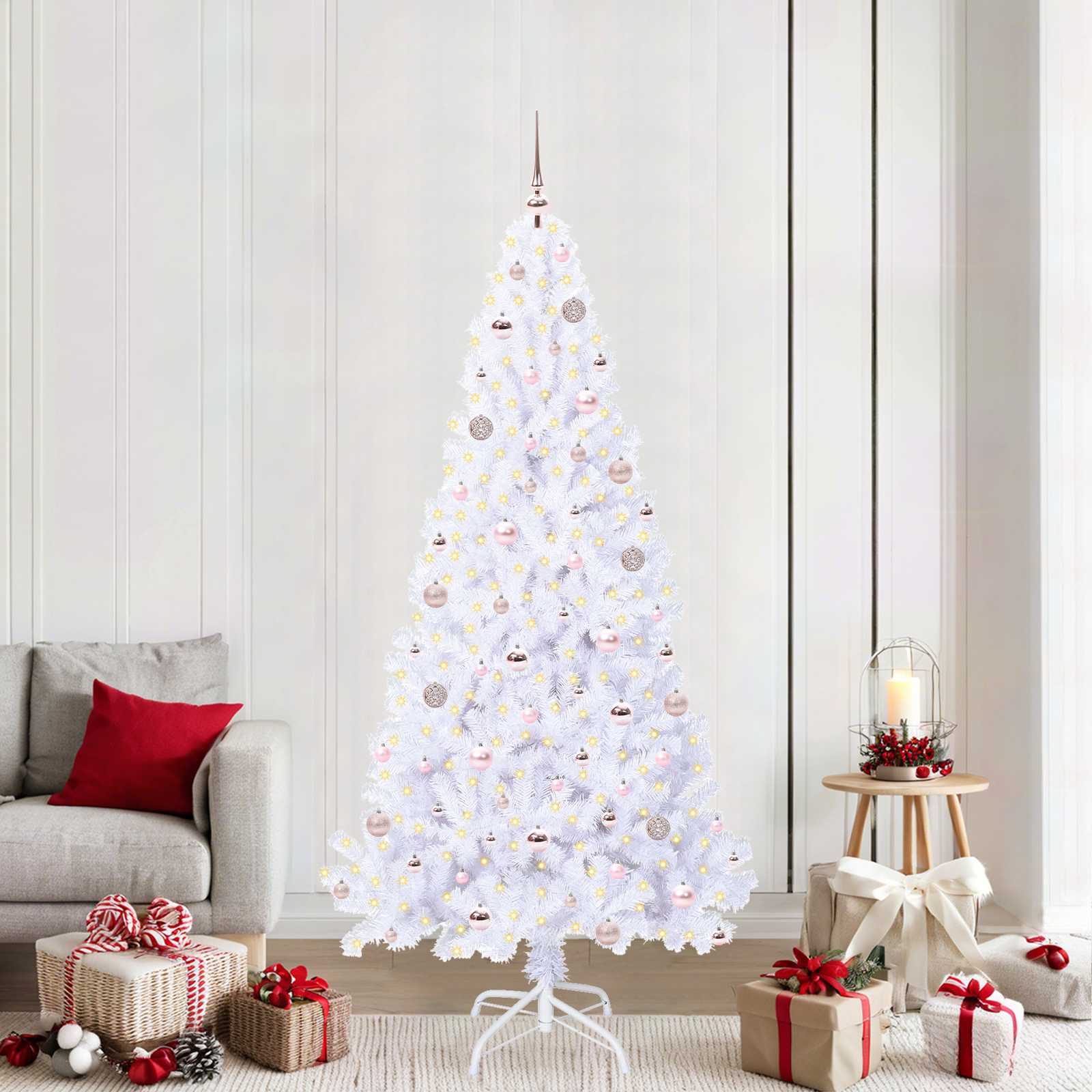 Vidaxx sapin de Noël artificiel avec 300 LED blanc 210 cm PVC et acier