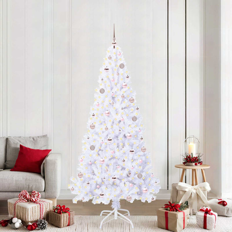 Vidaxx sapin de Noël artificiel avec 300 LED blanc 210 cm PVC et acier
