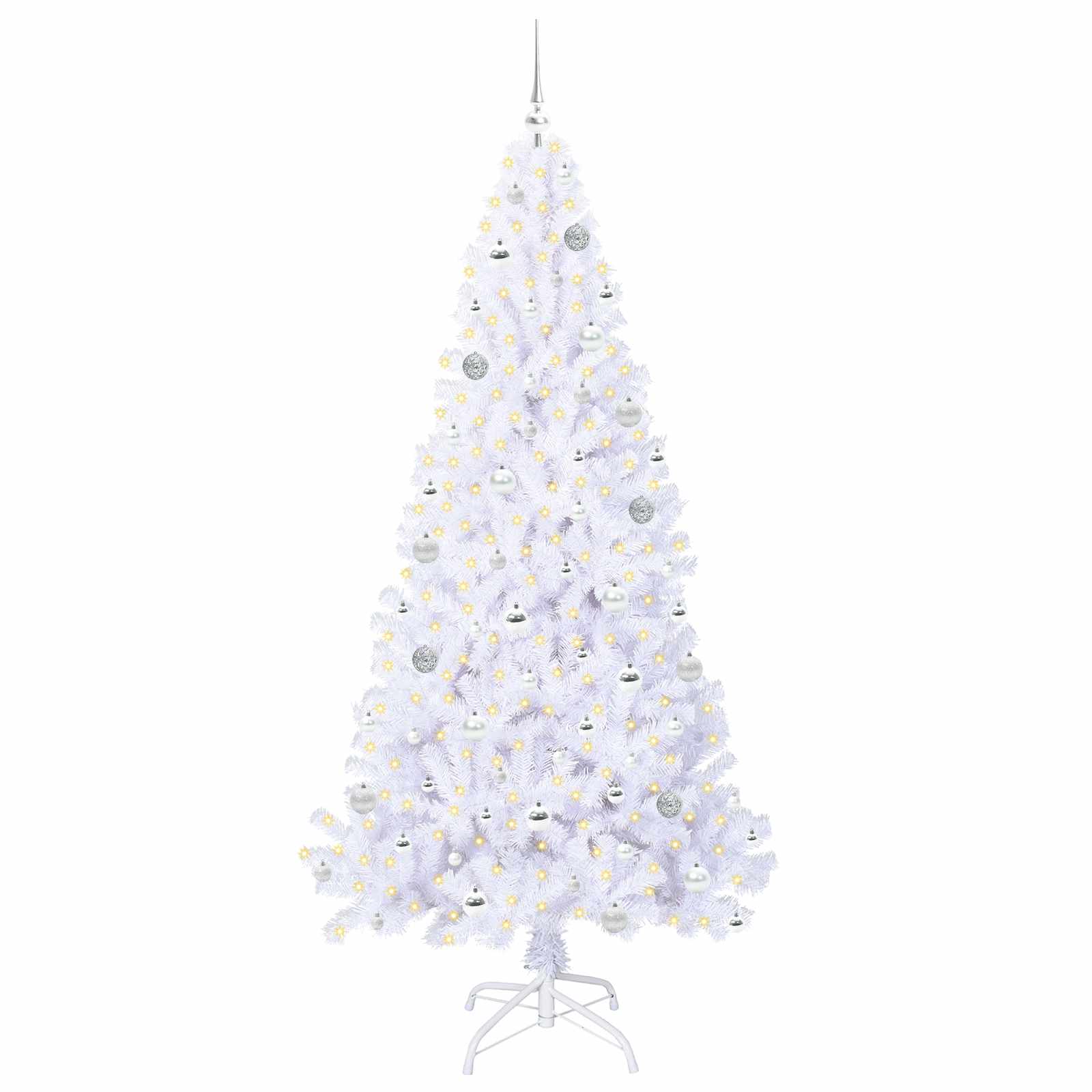 Vidaxx sapin de Noël artificiel avec 300 LED blanc 210 cm PVC et acier