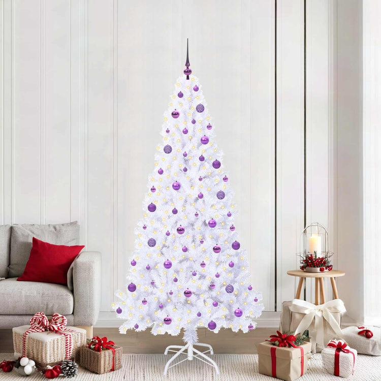 Vidaxx sapin de Noël artificiel avec 300 LED blanc 210 cm PVC et acier